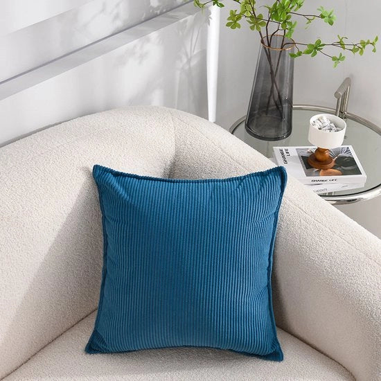 2-Pack coppe di corduroy morbide - coppe di corduroy a strisce - coppe decorative - per divano, auto, terrazza, camera da letto, sala da pranzo - 30x50cm - Blu