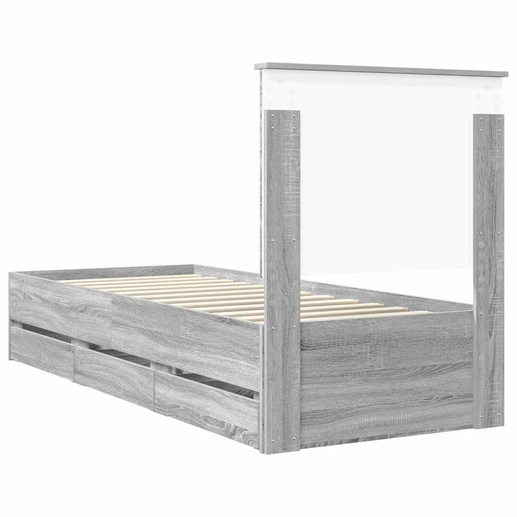 Struttura del letto con cassetto Grigio Sonoma 75 x 190 cm