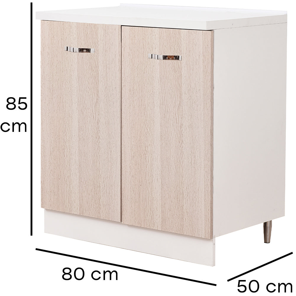 Mobile Base per Cucina Componibile in Legno Colore Olmo con 2 Ante 2 Scomparti