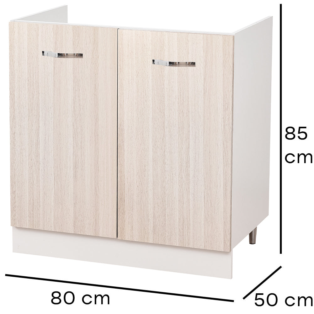 Mobile Sottolavello Cucina Componibile Mobiletto Legno Colore olmo con 2 Ante