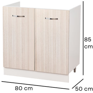 Mobile Sottolavello Cucina Componibile Mobiletto Legno Colore olmo con 2 Ante