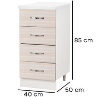 Cassettiera per Cucina Mobile Mobiletto 4 Cassetti in Legno Colore Olmo