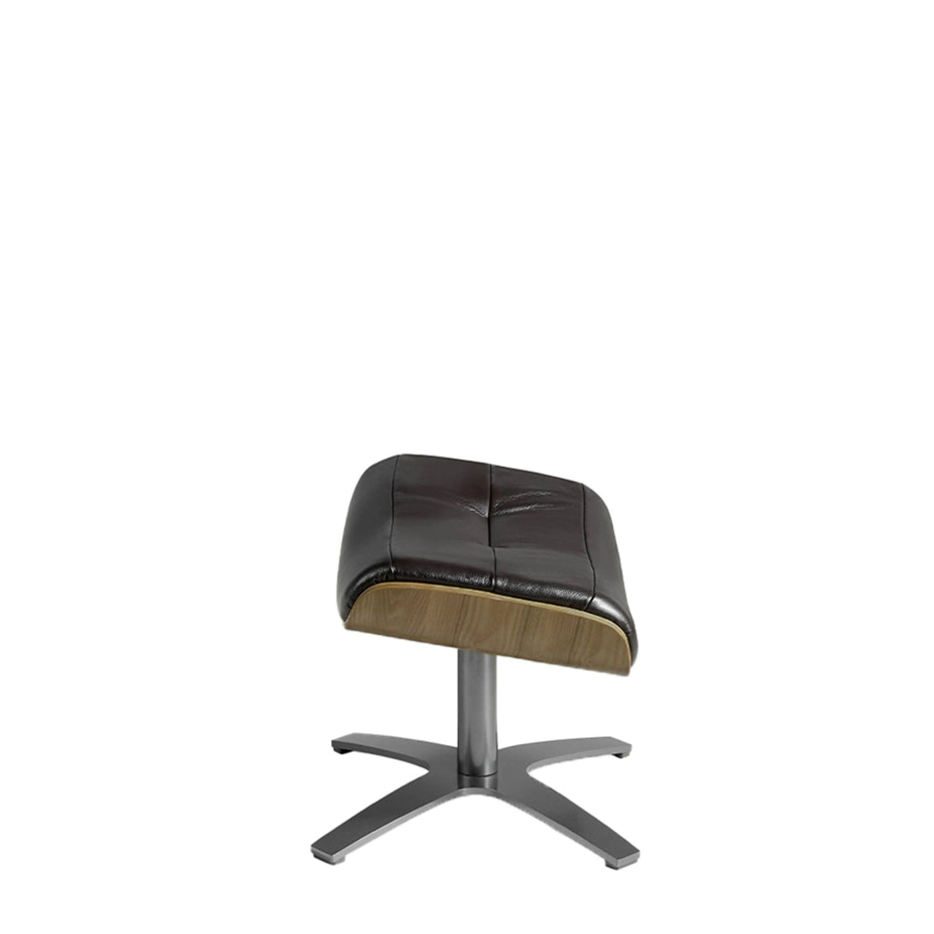 Pouf in pelle marrone cioccolato