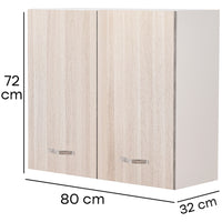 Pensile da Cucina Armadio Sospeso da Parete Doppia Anta in Legno Colore Olmo