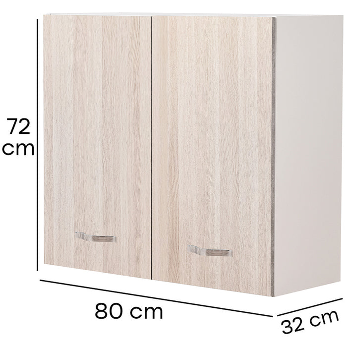 Pensile da Cucina Armadio Sospeso da Parete Doppia Anta in Legno Colore Olmo