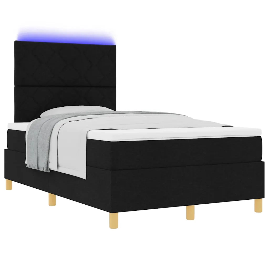 Letto a Sorgente LED con materasso Nero 120 x 190 cm Tessuto 3343161