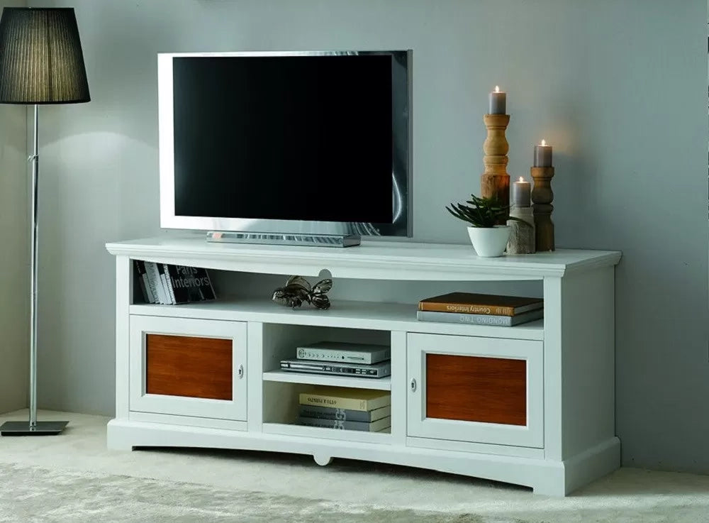 Mobile porta tv goccia l.170 p.46 h.69 legno,bianco e noce - Mobili 2G