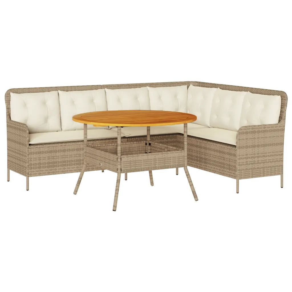 Set Divani da Giardino 2 pz con Cuscini Beige in Polyrattan