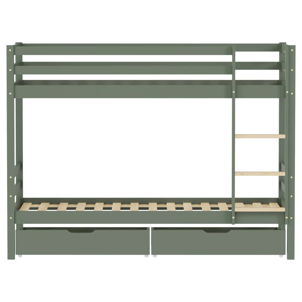 Letto a castello per bambini 190x90 cm verde con cassetti AMBER