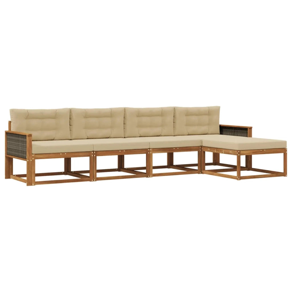 Set di divani da esterno 5 pz Naturale e Beige 3382481