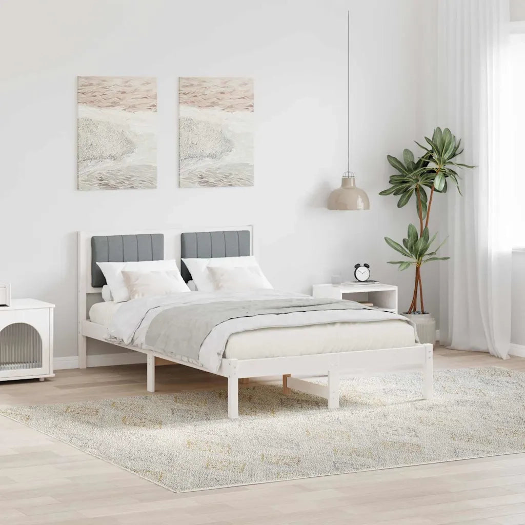 Letto con Testiera Rivestita Grigio chiaro 120 x 200 cm