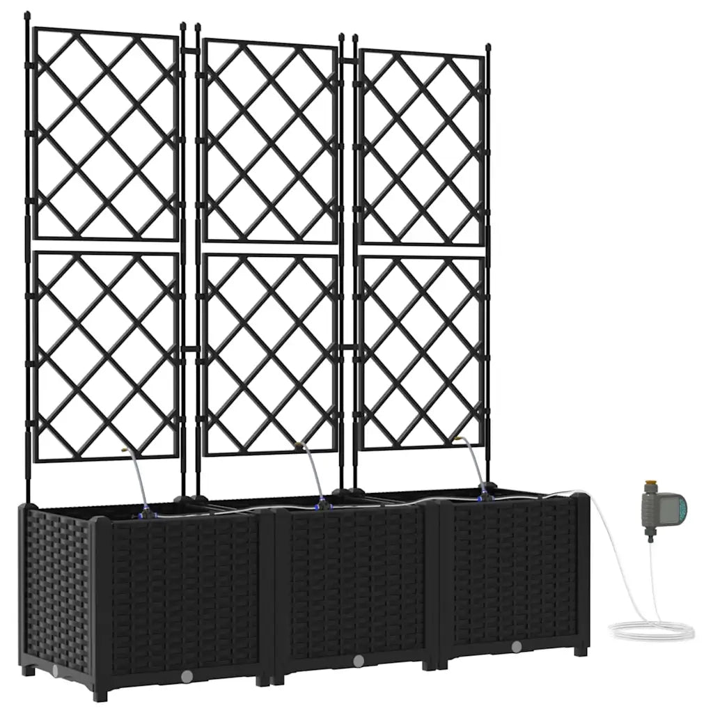 Vaso da giardino 3 pcs Nero Plastica 42002853