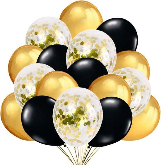 Decorazioni di Festa Gialle e Nere Palloncini Confetto in Latex Decorazione di Pallone Trasparente per Capodanno Festa di Compleanno e Festa di Laurea