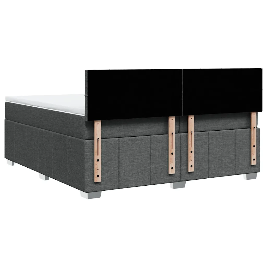 Giroletto a Molle con Materasso Grigio Scuro 200x200 cm Tessuto