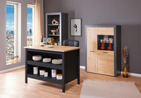 Isola per cucina redenza 2 ripiani cm 124x75x82h Helina Nero e rovere INTER LINK