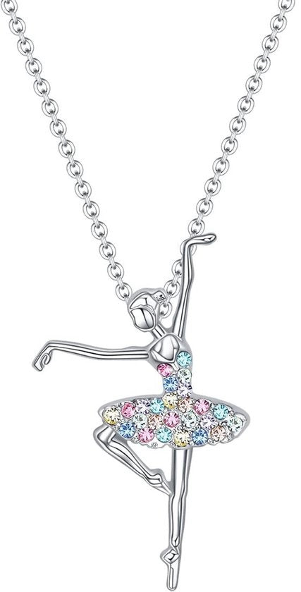 Collana per collo con anello - Charme ballerina - Gioiello regalo - Per ragazze/adolescenti - Lunghezza 50 cm - Disegno unico - Accessorio da gioiello
