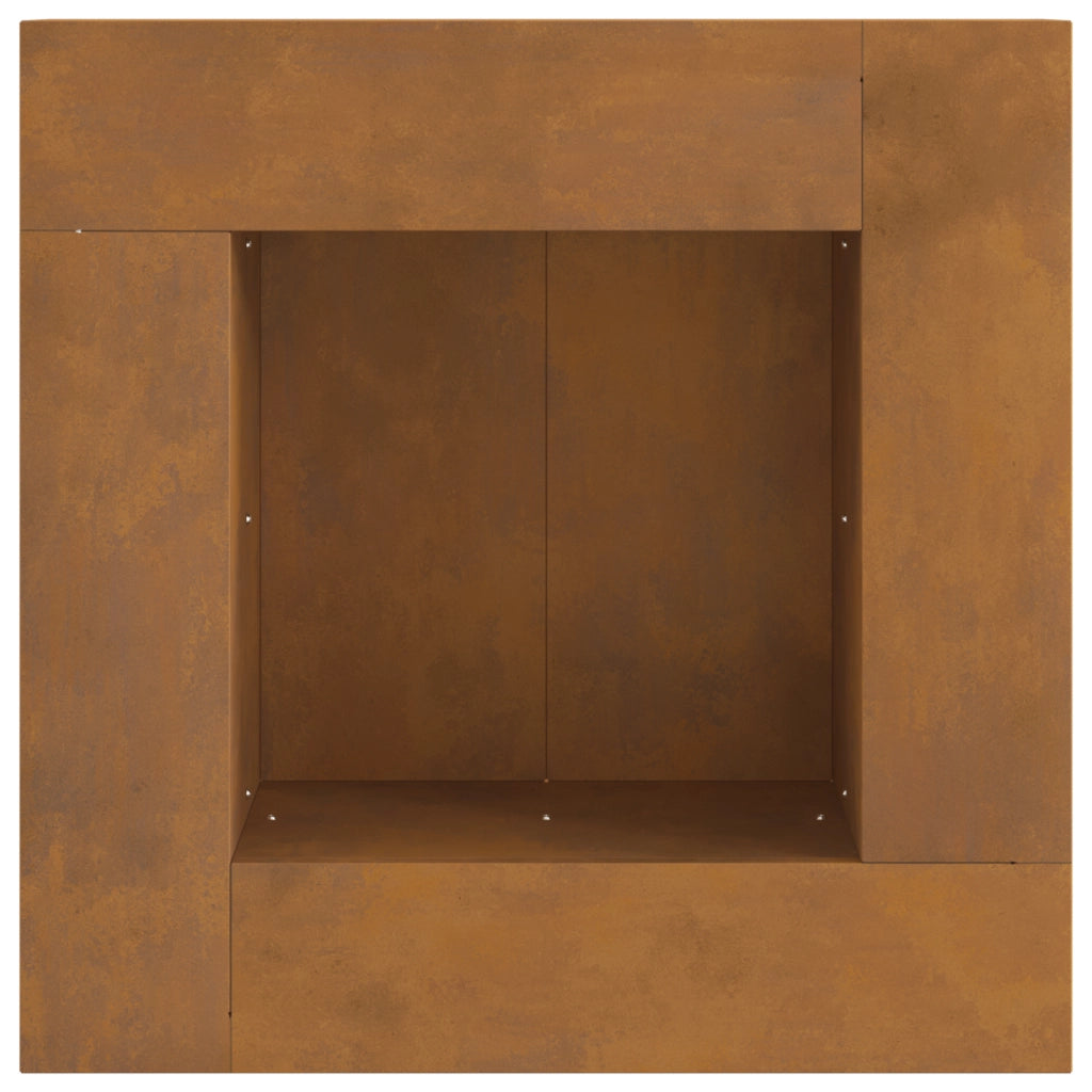 Caminetto Quadrato 60x60x30 cm in Acciaio Resistente alle Intemperie di