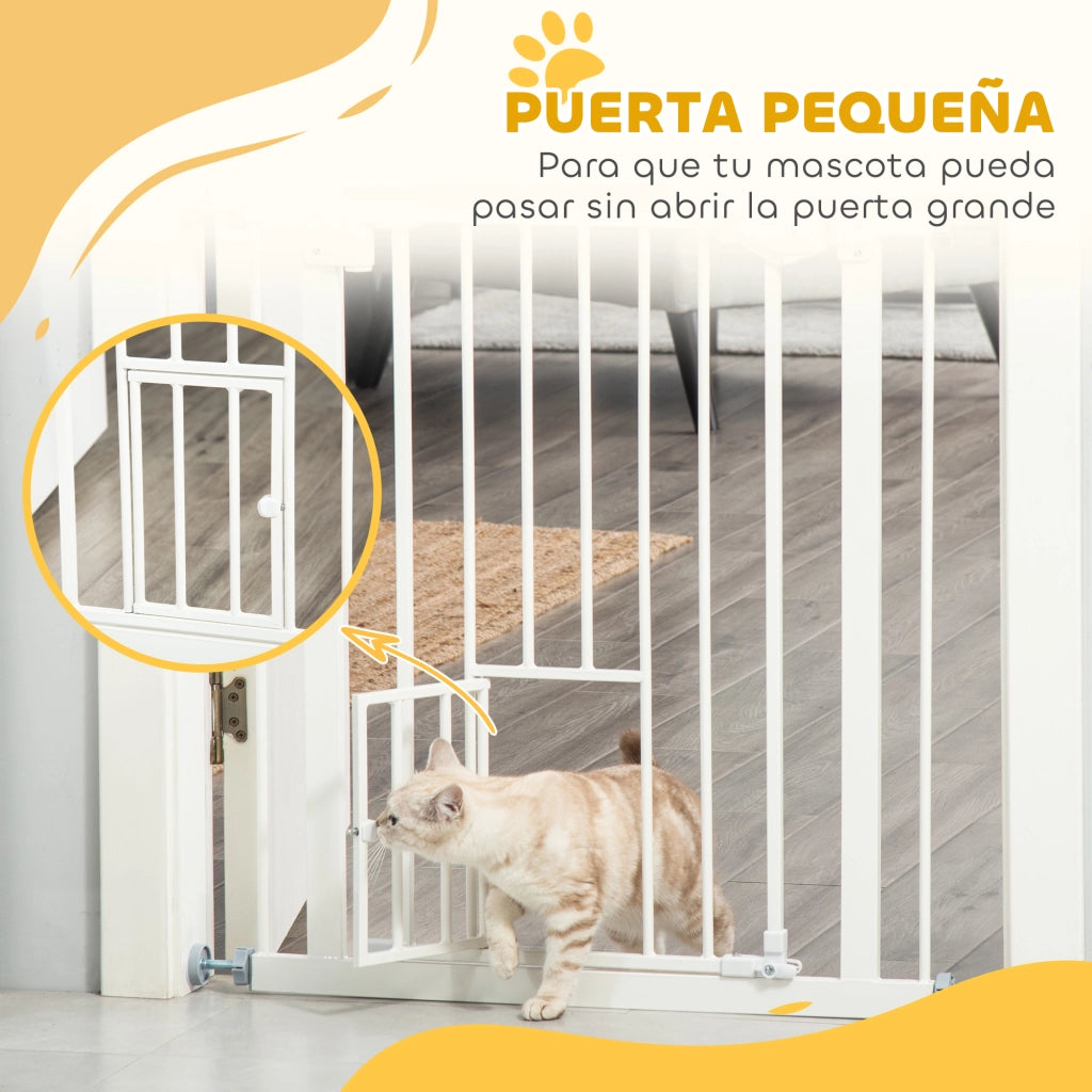 Barriera di sicurezza estensibile con porta e chiusura automatica ¨C zephmum ¨C 74-80x76.2 cm bianco