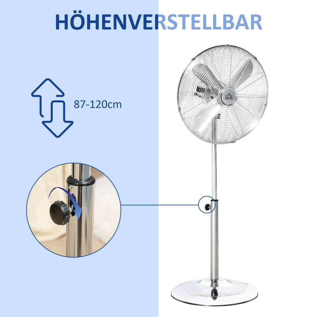 Ventilatore da pavimento regolabile in altezza ¨C zephmum ¨C Acciaio, Argento, 120 cm