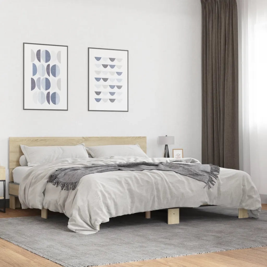 Giroletto Rovere Sonoma 200x200 cm Legno Multistrato e Metallo 3280173