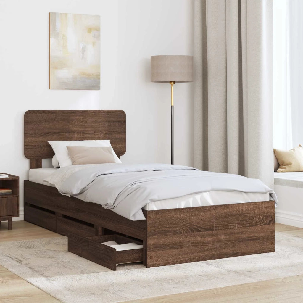 Struttura del letto con cassetto Quercia marrone 75 x 190 cm 3412240