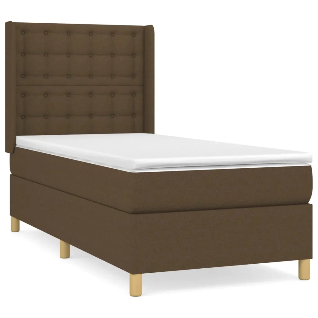 Giroletto a Molle con Materasso Marrone Scuro 90x190cm Tessuto 3132276