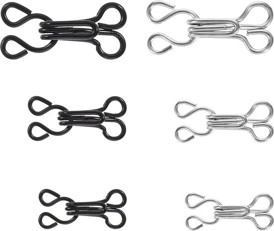120 pezzi di occhi per cucire - occhi a goccia per reggisen - chiusura reggisen - occhi per reggisen per reggiseno bikini abito - nero.