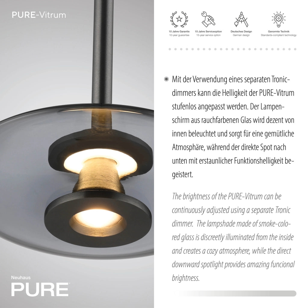 Lampada a sospensione grigia fumé Ø22 LED 10,1W Neuhaus