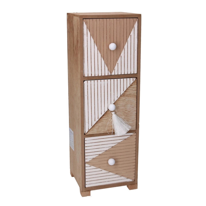 Portatutto legno 3 cassetti marrone rettangolare cm 11,5x11,5h34
