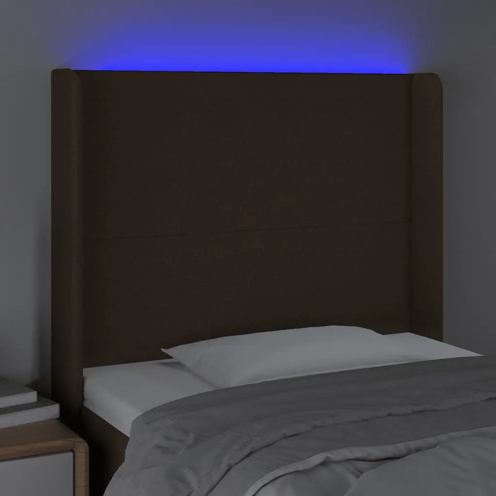 Testiera a LED Marrone Scuro 83x16x118/128 cm in Tessuto 3123745