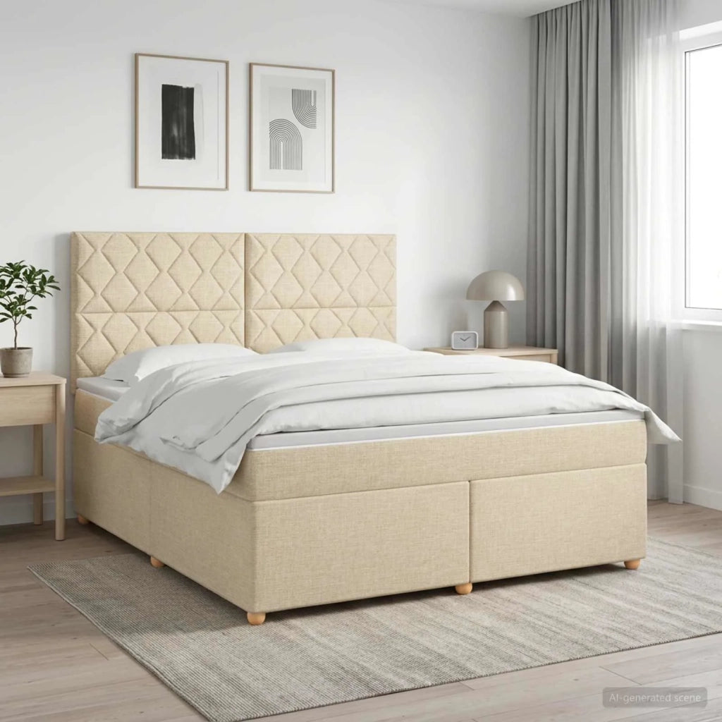 Letto box spring con materasso Crema 160 x 200 cm Tessuto 3453933