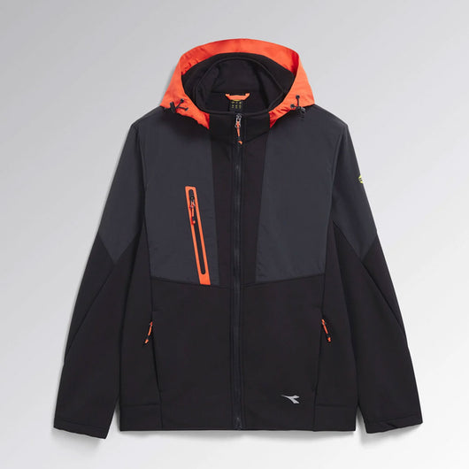 Giacca da Lavoro Diadora Softshell con Cappuccio Nera Arancione Taglia: S