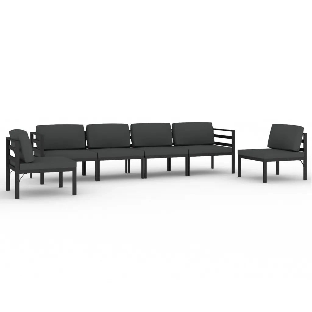 Set Divani da Giardino 6 pz con Cuscini in Alluminio Antracite cod mxl 35810