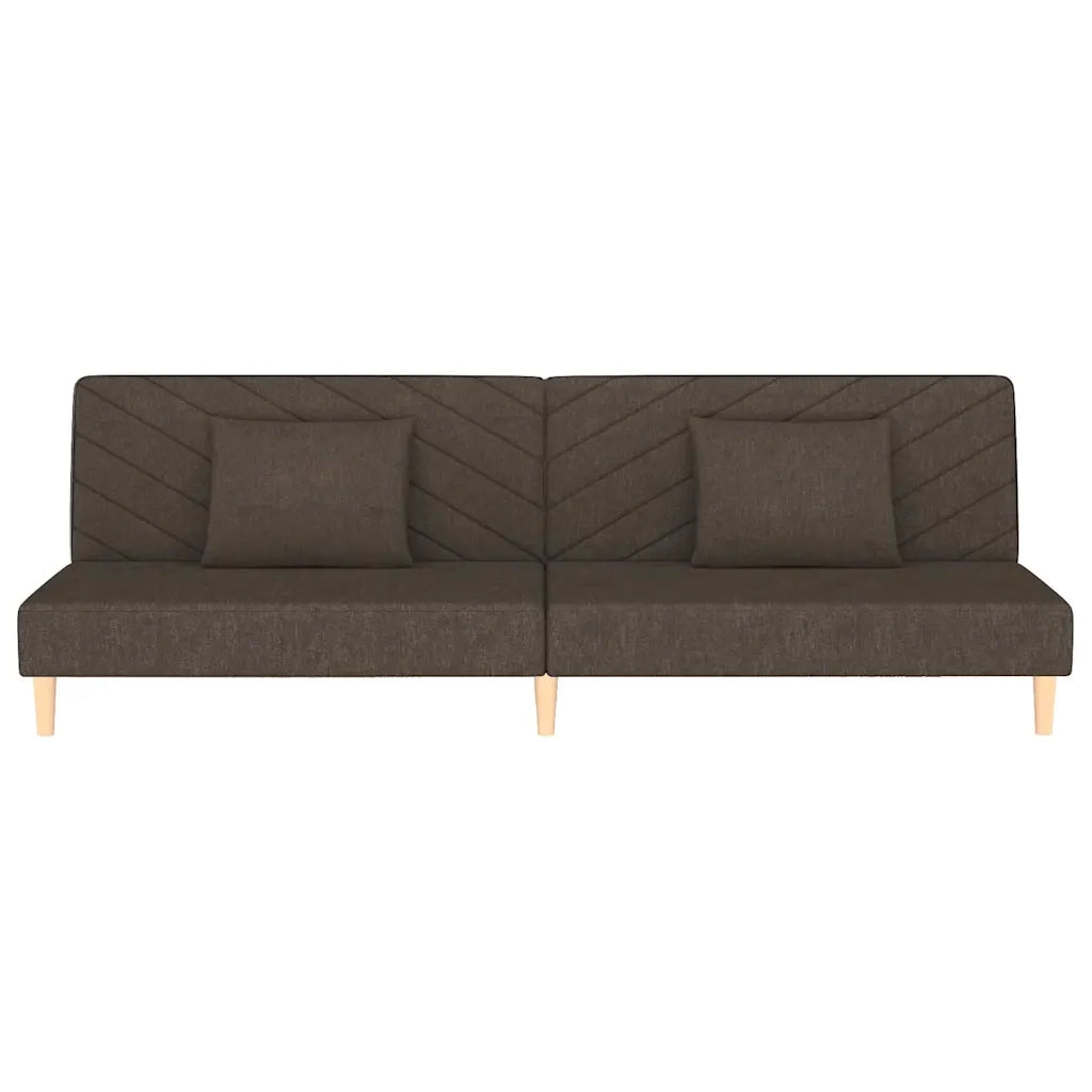 Divano Letto a 2 Posti con 2 Cuscini Marrone in Tessuto 375891