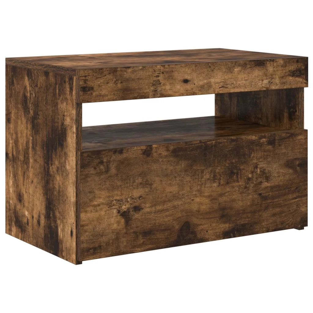 Mobile Porta TV con Luci LED Rovere Fumo 60x35x40 cm 815678