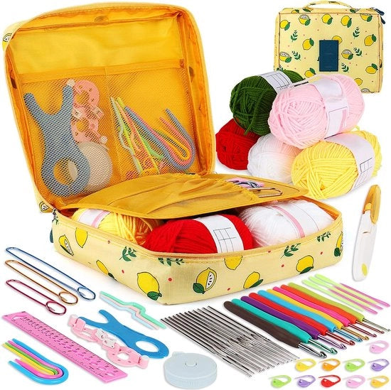 Kit di cucito con 58 garens, accessori per cucito, set completo per principianti con chiodi metallici, palline di garen, chiodi a cavo, limone