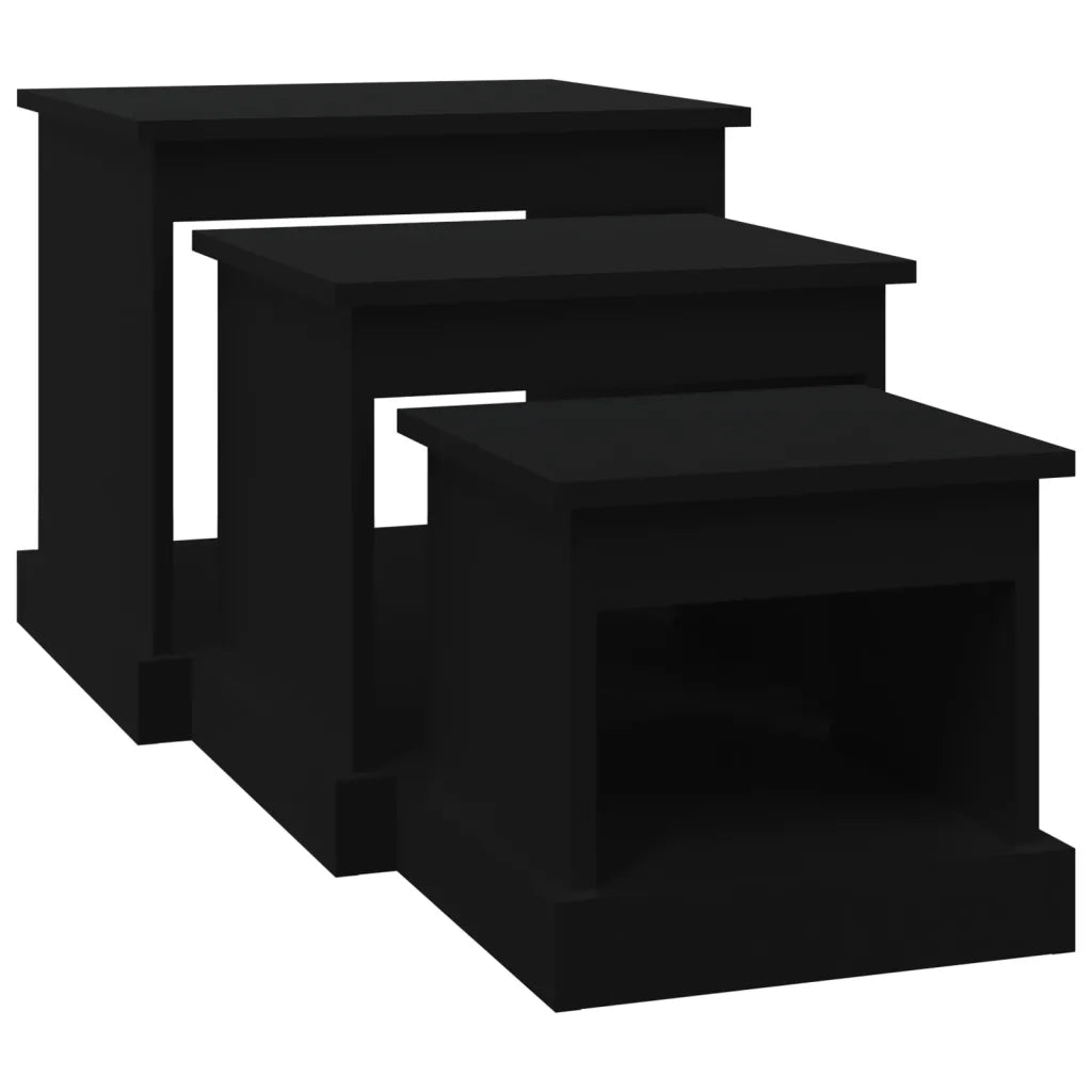 Tavolini da Salotto 3 pz Neri in Legno Multistrato 816489
