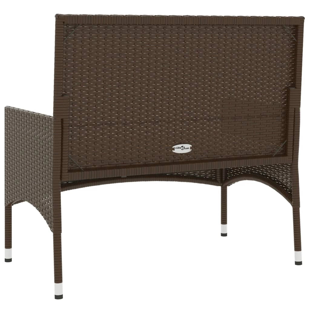 Panca da giardino 90 x 51 x 85 cm arredo da esterno per terrazza a 2 posti con cuscini marroni in resina intrecciata 02_0011777