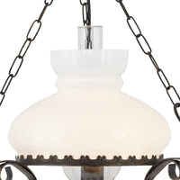 Sospensione Rustico-Country Olio Acciaio Marrone Vetro Bianco 1 Luce E27