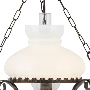 Sospensione Rustico-Country Olio Acciaio Marrone Vetro Bianco 1 Luce E27