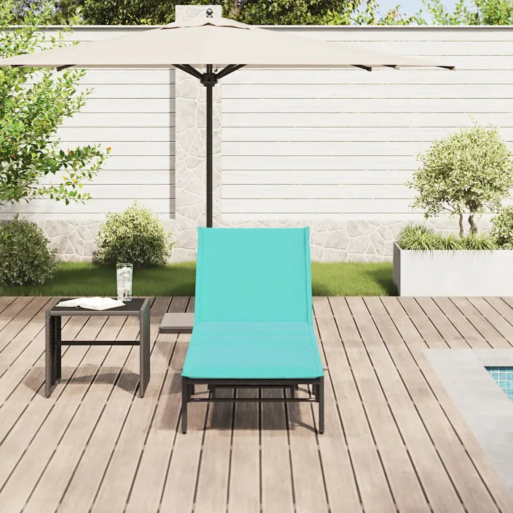 Lettino Prendisole | Sdraio da giardino | Lettino da sole con Cuscino Nero in Polyrattan