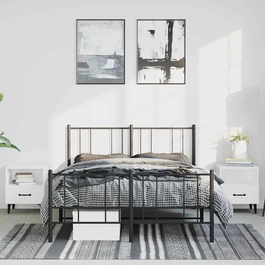 Giroletto con Testiera e Pediera Metallo Nero 150x200 cmcod mxl 81742
