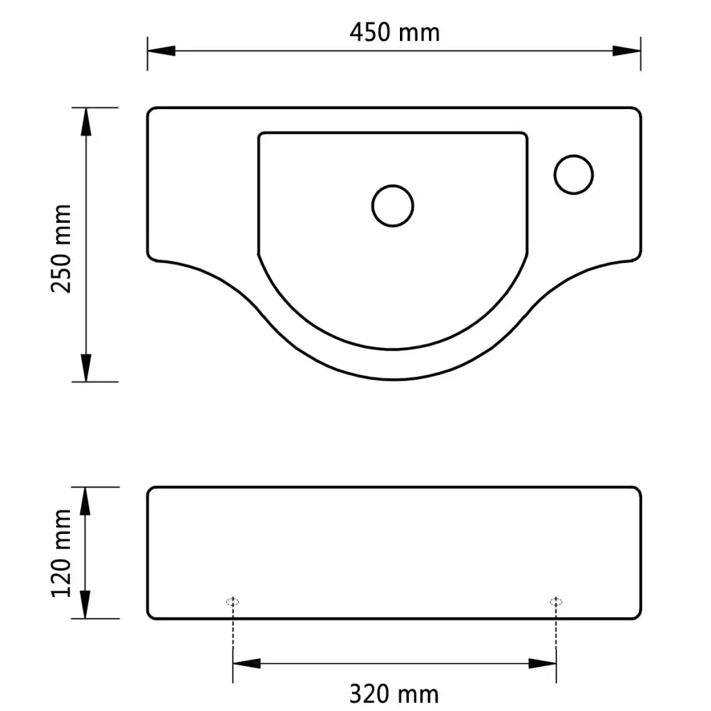 Lavandino Bagno in Ceramica con Foro per Rubinetto Bianco 141930