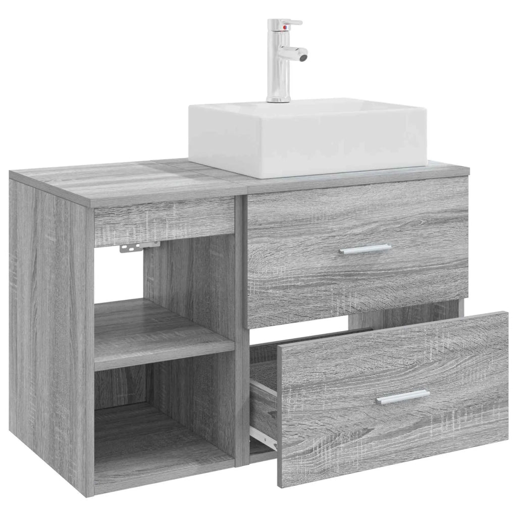 Set di mobili per il bagno 2 pcs Sonoma grigio 3403893