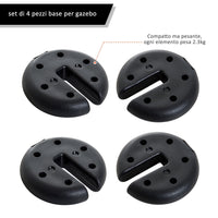 Base per Gazebo 4 pezzi Riempito con Cemento 2.3kg Ø20x4.5 cm