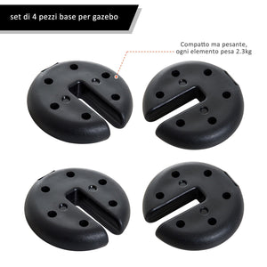Base per Gazebo 4 pezzi Riempito con Cemento 2.3kg Ø20x4.5 cm