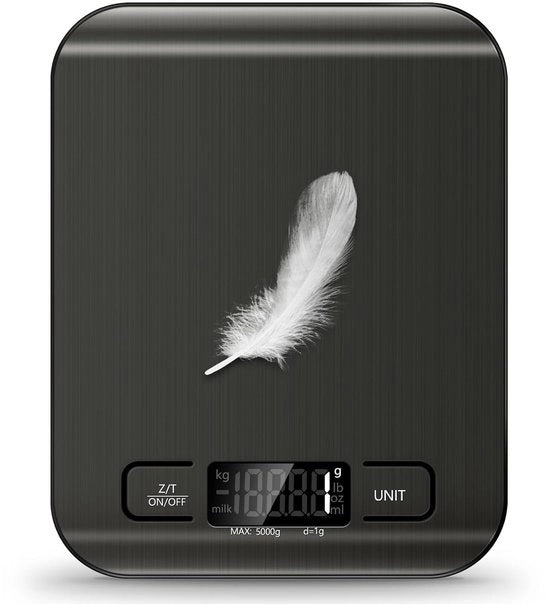 Pesa Cucina Digitale - Pesa Alimentare - Pesa - Cucina - Acciaio Inossidabile - Capacità 5kg - Nero