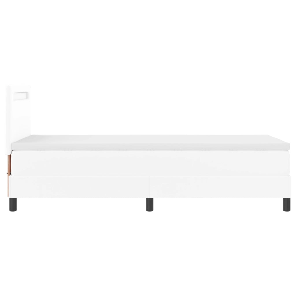 Letto Box Spring con Materasso Bianco 100x200 cm Finta Pelle
