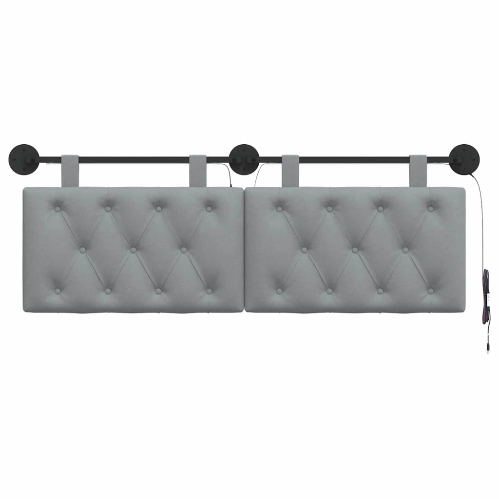 Testiera sospesa Con luce LED Grigio Chiaro Tessuto