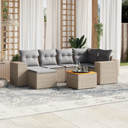 Set Divani da Giardino 7 pz con Cuscini Beige in Polyrattancod mxl 90447